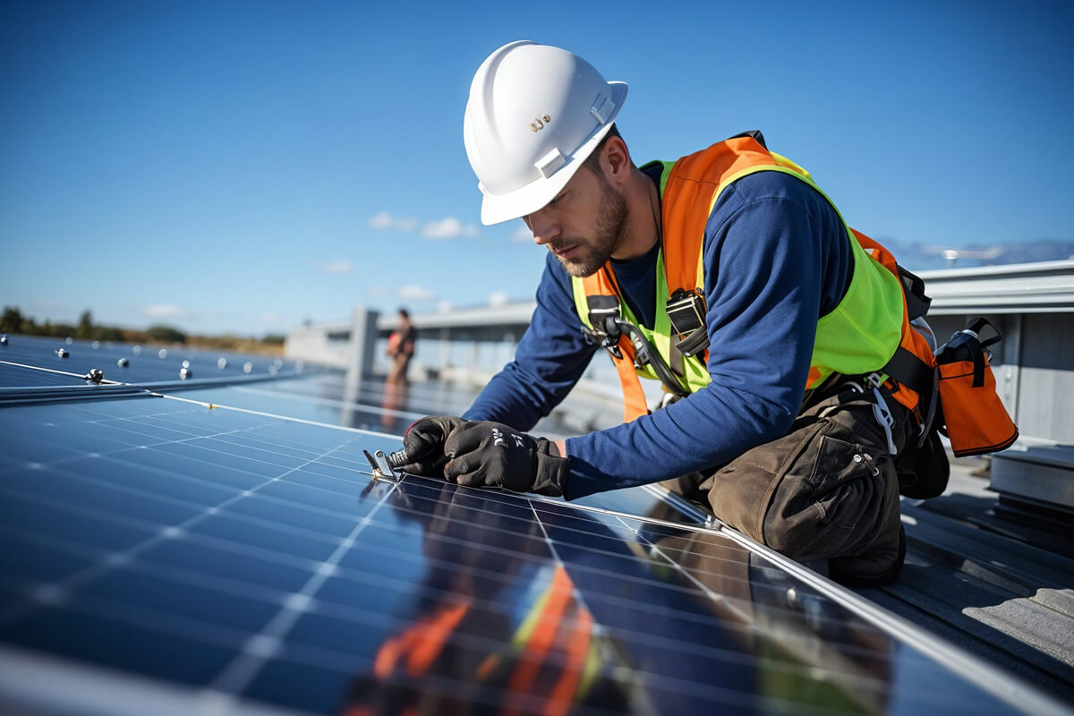 Solar panel installation in progress